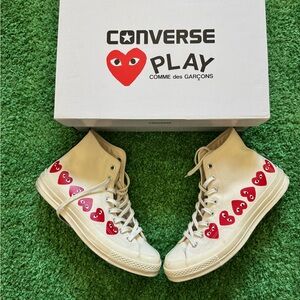 Converse x Comme des Garçons White and Red Sneakers